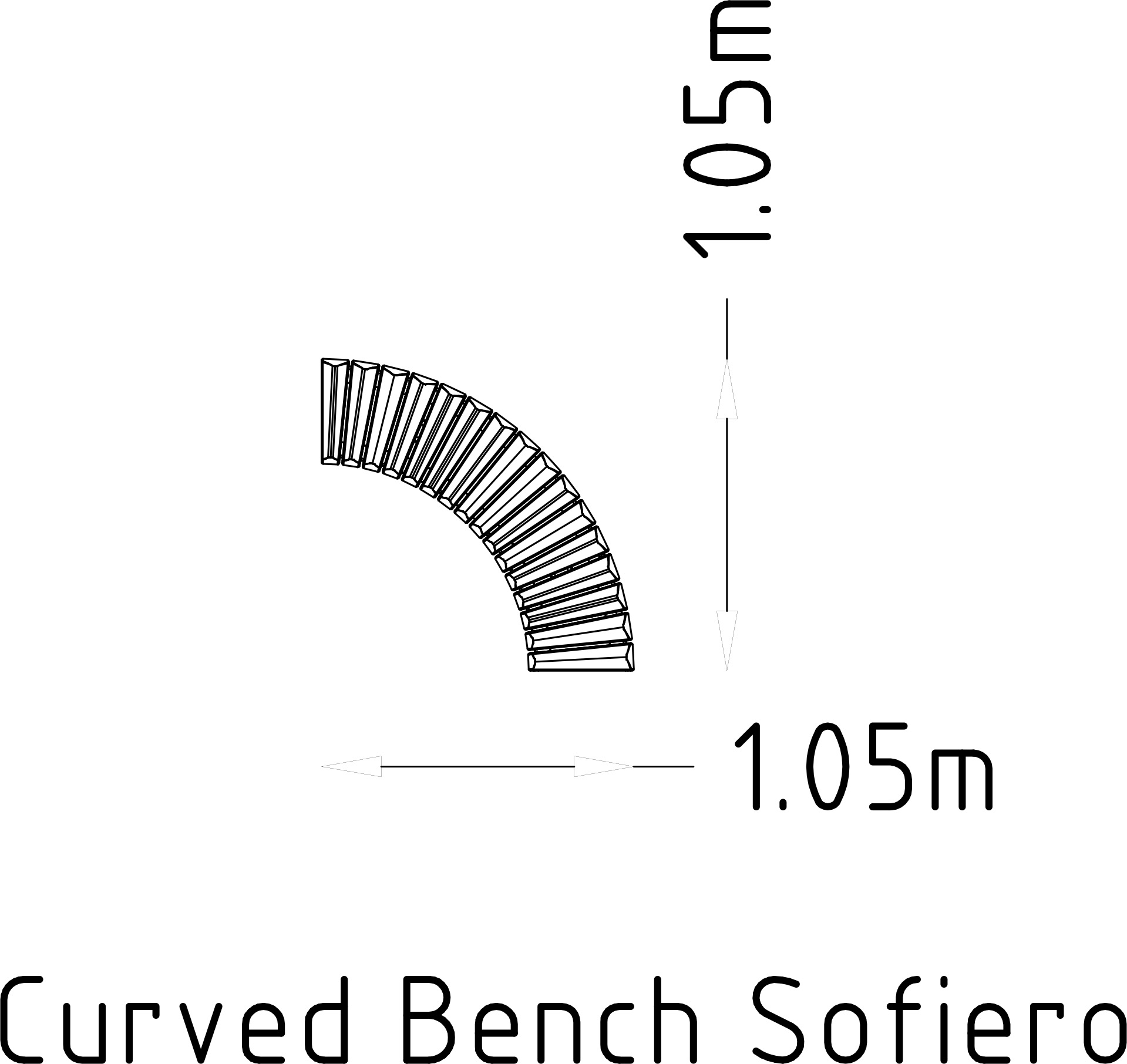 Banc courbé 90° Sofiero 