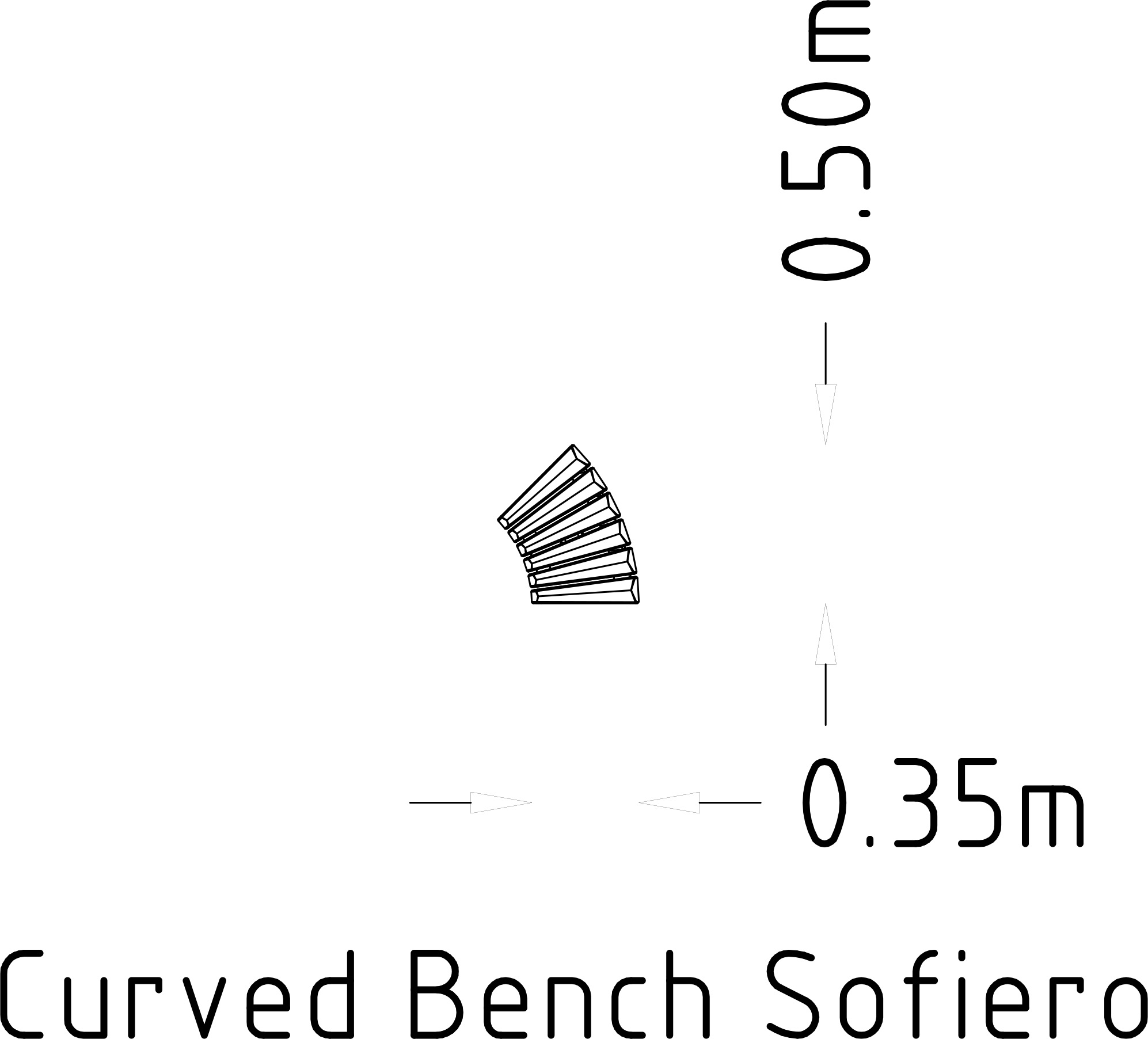 Zakřivená lavička 45° Sofiero 