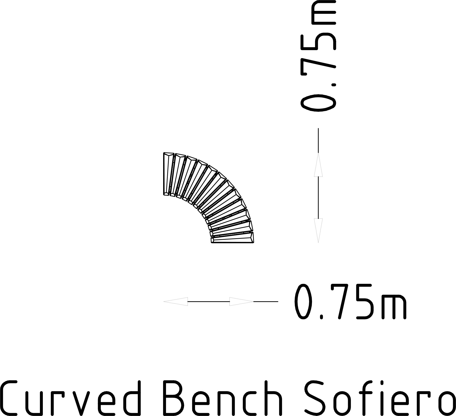 Zakřivená lavička 90° Sofiero 