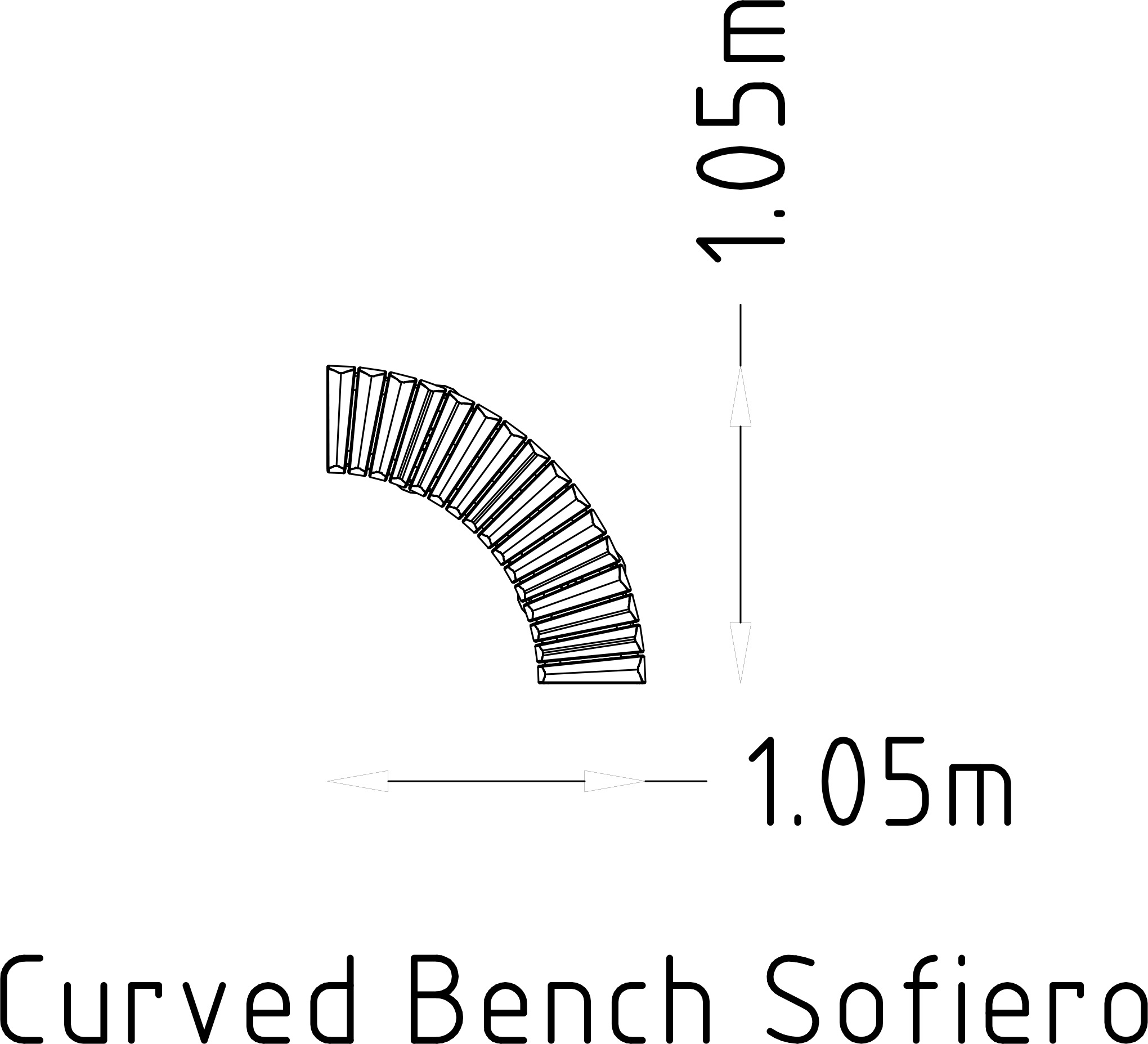 Zakřivená lavička 90° Sofiero 