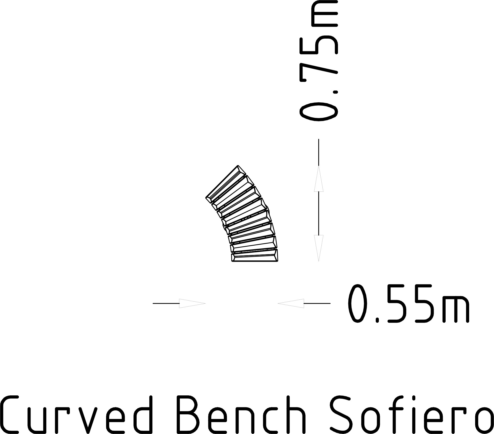 Zakřivená lavička 45° Sofiero