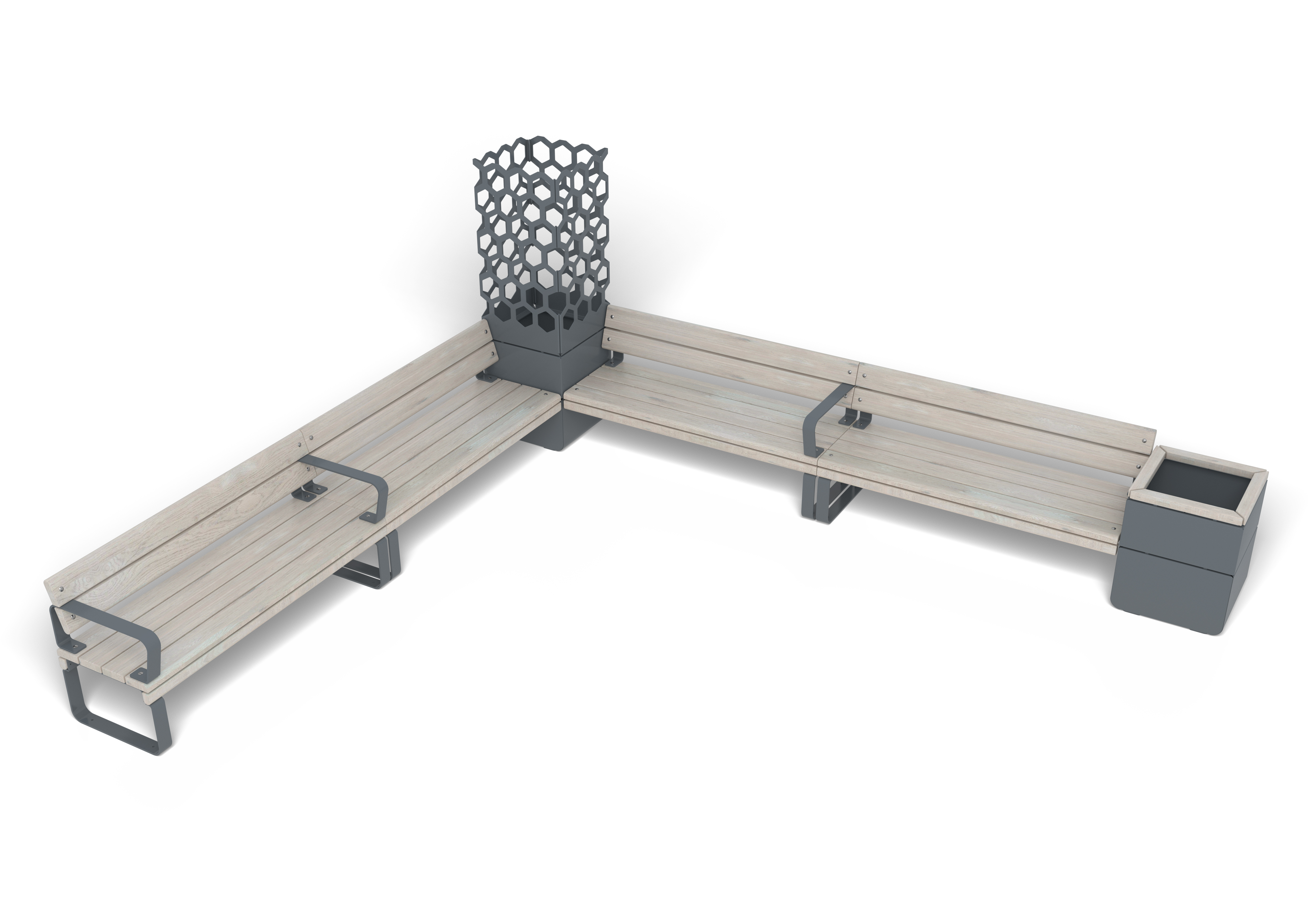 L Shaped Bench Group Rosenlund