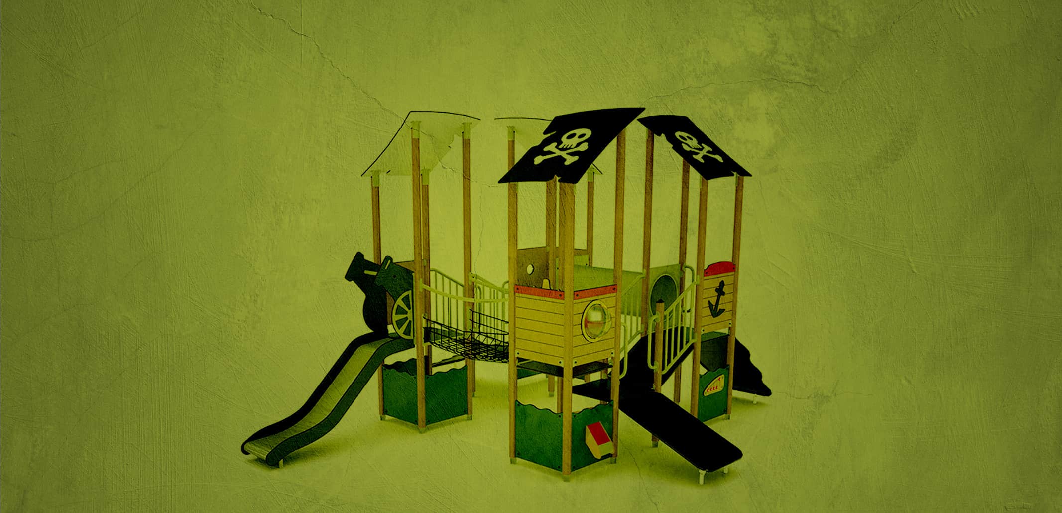 Uniplay structure on a green textured background